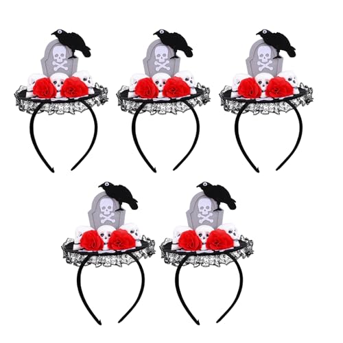 Tkidplw Halloween Stirnbänder mit schwarzer Blume und Grabsteinen Halloween Feier für Mottopartys und Cosplays Tkidplw Halloween Stirnbänder mit schwarzer Blume und Grabsteinen Halloween Feier für Mottopartys und Cosplays von Tkidplw