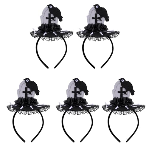 Tkidplw Halloween Stirnbänder mit schwarzer Blume und Grabsteinen Halloween Feier für Mottopartys und Cosplays Tkidplw Halloween Stirnbänder mit schwarzer Blume und Grabsteinen Halloween Feier für Mottopartys und Cosplays von Tkidplw