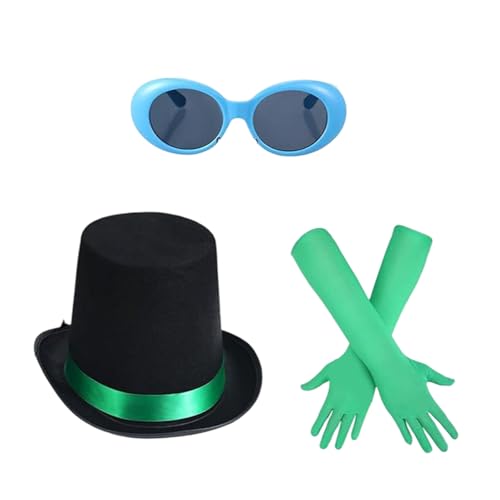 Tkidplw Hochwertiges Stoff-Cosplay-Zubehör-Set mit Hut, Handschuhen, Brille, pelziger Brosche für Anime-Enthusiasten, Halloween, stilvolle Halloween-Rollenspielausrüstung Tkidplw Hochwertiges Stoff-Cosplay-Zubehör-Set mit Hut, Handschuhen, Brille, pelziger Brosche für Anime-Enthusiasten, Halloween, stilvolle Halloween-Rollenspielausrüstung von Tkidplw