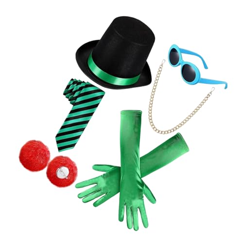 Tkidplw Hochwertiges Stoff-Cosplay-Zubehör-Set mit Hut, Handschuhen, Brille, pelziger Brosche für Anime-Enthusiasten, Halloween, stilvolle Halloween-Rollenspielausrüstung Tkidplw Hochwertiges Stoff-Cosplay-Zubehör-Set mit Hut, Handschuhen, Brille, pelziger Brosche für Anime-Enthusiasten, Halloween, stilvolle Halloween-Rollenspielausrüstung von Tkidplw