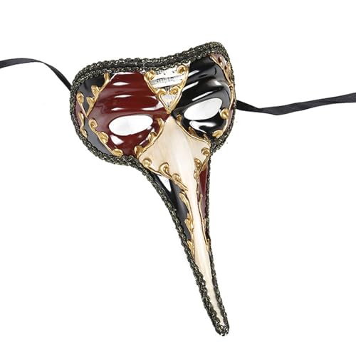 Tkidplw Maskerade Halbgesichtsabdeckung für Damen und Herren, Halloween, lange Nase, Augenmaske mit langer Nase, verstellbarer Riemen von Tkidplw
