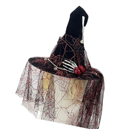 Tkidplw Punk Skelett Hand Hexenhut mit Spinnen und Netzschleier Halloween Kostüm Zubehör für Erwachsene Frauen Männer Festival Requisiten Atmungsaktiver Hut für Cosplay Tkidplw Punk Skelett Hand Hexenhut mit Spinnen und Netzschleier Halloween Kostüm Zubehör für Erwachsene Frauen Männer Festival Requisiten Atmungsaktiver Hut für Cosplay von Tkidplw