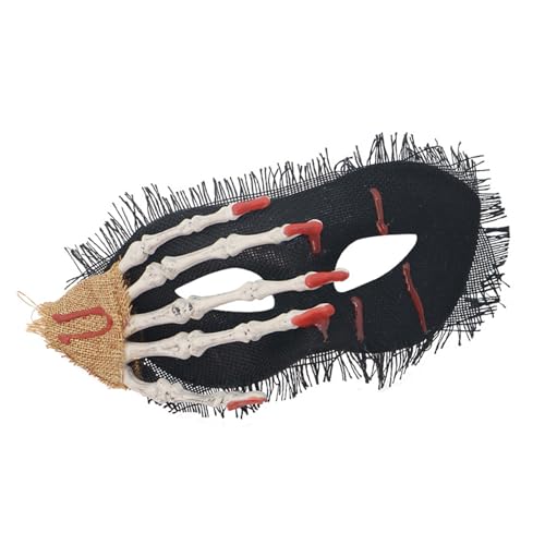 Tkidplw Realistische Blutfleckenschädel Hand halbes Gesicht für Halloween-Kostümpartys und Theateraufführungen mit bequemer Passform Leinen Halloween Tkidplw Realistische Blutfleckenschädel Hand halbes Gesicht für Halloween-Kostümpartys und Theateraufführungen mit bequemer Passform Leinen Halloween von Tkidplw