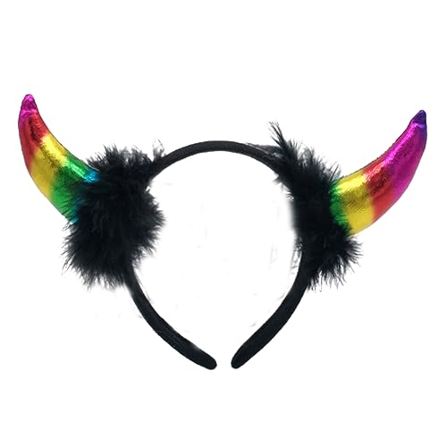 Tkidplw Teufelshörner Stirnband Feder Glitzer für Halloween Kostüm Cosplay Kopfschmuck Geschenke Hörner Stirnband Horn Halloween Haarband von Tkidplw
