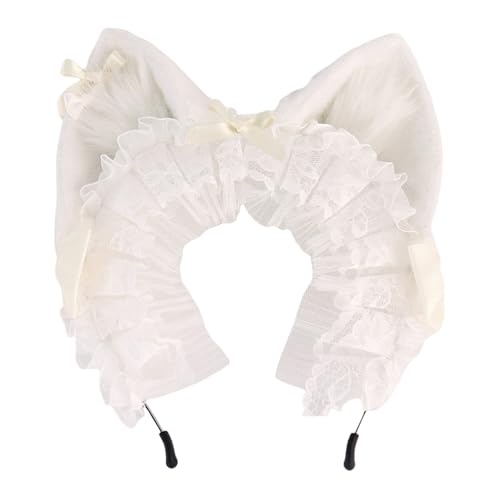 Tkidplw Weiches Plüsch-Katzenohr-Stirnband mit Schleife, modisches Haar-Accessoire, geeignet für Erwachsene und Kinder, Kostüme, Anime-Haarschleifen, Tierohr-Stirnbänder von Tkidplw