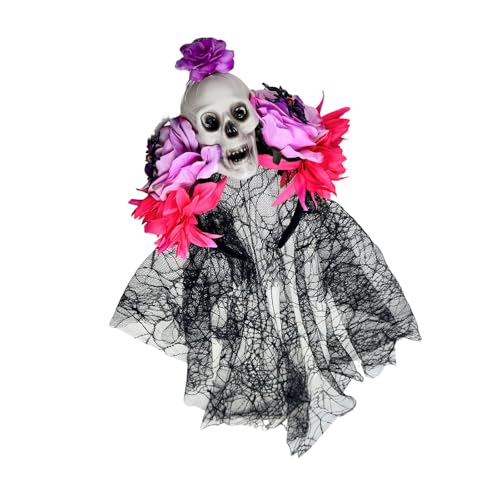 Tkidplw Zarte Totenkopf-Rose, Spinnennetz, Spitzen-Haar-Accessoire für Halloween, Kostümpartys, Punk-Events und Rollenspiele, dramatischer Spinnennetz-Kopfschmuck für Rollenspiele Tkidplw Zarte Totenkopf-Rose, Spinnennetz, Spitzen-Haar-Accessoire für Halloween, Kostümpartys, Punk-Events und Rollenspiele, dramatischer Spinnennetz-Kopfschmuck für Rollenspiele von Tkidplw