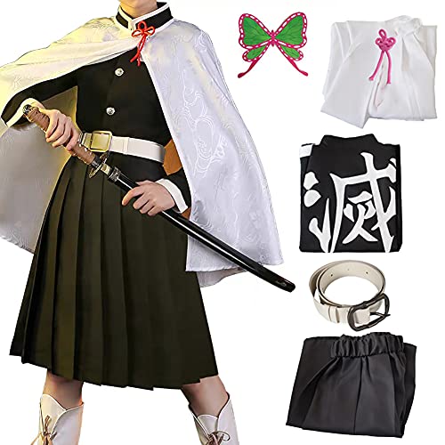 Tkieio Kochou Cosplay Kostüm Kochou Outfit Cosplay Kimono Outfit Uniform Kostüm Rollenspiel Full Set, Weiss/opulenter Garten, 150cm/59in von Tkieio