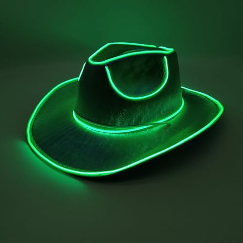 Tktouci Leuchtender Cowboyhut | LED-Cowboyhut | Leuchtende Hüte |Cowboyhut Mit Blinkender LED-Krempe | Mit Großer Krempe | Für Hochzeiten, Western-Junggesellinnenabschiede, Cosplay | 37 X 33 X 13 Cm von Tktouci