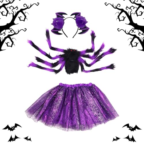 Tktouci Spinnenkostüm Set - Kinder Spinnen Cosplay Inklusive Flügeln Und Rock - Kinder Im Alter 2–15 Jahre Festoutfit Mit Stirnband Für Bühnenperformance Spukhaus Und Cosplay von Tktouci