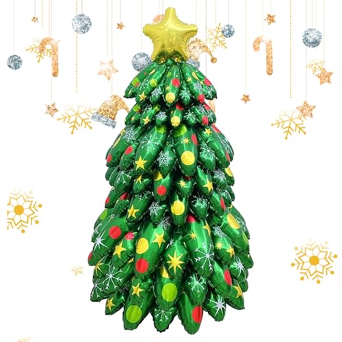 Tktouci Weihnachts-Folienballons, 130 cm großer Weihnachtsbaum stehende Folienballons, soziale Gefälligkeiten für Schule, Feier, Familientreffen, Einzelhandel, Display, Urlaubsparty von Tktouci
