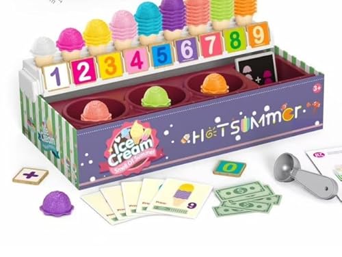 Eisdiele Kinder, 97-teilig, Eisdielen Spielzeug Rollenspiel mit EIS Spielzeug, Spielgeld & 0-9 Nummer, 9 Sorten Eiscreme in Eistüten, Mathematisches Spielzeug für Kinder Mädchen 3 4 5 6 Jahre Eisdiele Kinder, 97-teilig, Eisdielen Spielzeug Rollenspiel mit EIS Spielzeug, Spielgeld & 0-9 Nummer, 9 Sorten Eiscreme in Eistüten, Mathematisches Spielzeug für Kinder Mädchen 3 4 5 6 Jahre von Tlater