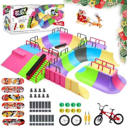 Tlater Finger Skateboard Park, DIY Halfpipe Fingerskateboards Set Inkl. Fingerboard Rampes, Skateboards und Finger Fahrrad - Finger Skateboard Rampen Set - Für Fingersportarten, Geschenk Für Kinder Tlater Finger Skateboard Park, DIY Halfpipe Fingerskateboards Set Inkl. Fingerboard Rampes, Skateboards und Finger Fahrrad - Finger Skateboard Rampen Set - Für Fingersportarten, Geschenk Für Kinder von Tlater