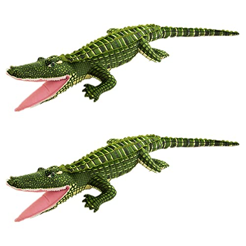 Tlily 2 Stück 100 cm Plüschtier Echtes Leben Alligator Plüsch Simulation Krokodil Puppen Kawaii Kissen Kreativ für Kinder Geschenke von Tlily