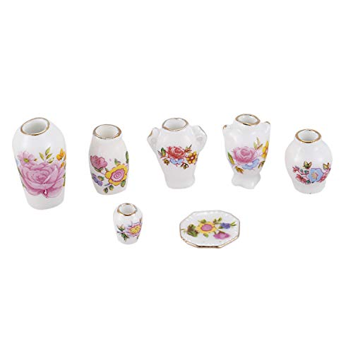 Tlily Puppenhaus Miniatur Vase aus Keramik Porzellan Rosa 7 Stück von Tlily