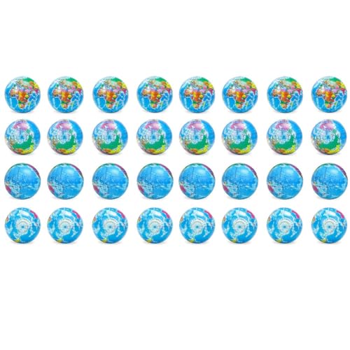 Tlilyy 32 PCS Globe Squeeze Balls, 3 Earth Stress Relief Toys Squeeze Balls Educational Stress Balls für Finger Exercise von Tlilyy