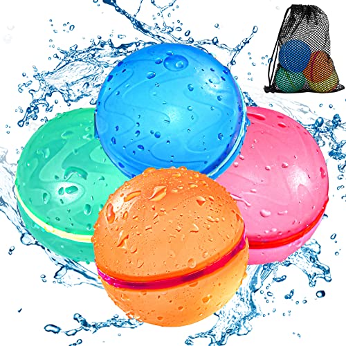 Wasserbombe Ballons, Silikon Wasser spritzen Ball für Outdoor-Aktivitäten, Glitter schnell füllen Wasserbälle für Kinder Erwachsene Party Supplies (4Stück) von Tlitlimom