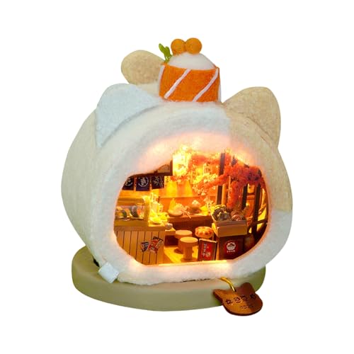 Dir Selbst Sushi Restaurant Dollhouses LED Light Up Sushi Shop Fun Crafting Model 3D Shop von Tmboryuu