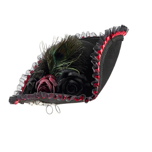 Historischer Kostüm Piratenhut Für Erwachsene Spitzenverkleidung Gefiederte Blumenkapatain Tricorn Für Maskerades Party Dressing Piratenkostüm von Tmboryuu