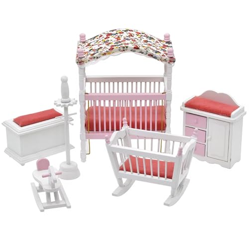 Holz 1:12 Dollhouses Kindergartenmöbelraum Set Einschließlich Schaukelpferd Und Schrank von Tmboryuu