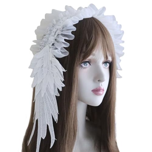 Tmboryuu Japanische Engelsgeflügelhaarband Cosplay Accessoire Rüsche Spitzenstirnband Für Maskeraden Und Halloween Party Täglich Kleidung von Tmboryuu