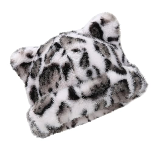 Tmboryuu Übergroßer Kätzchenhut Mit Ohr Leoparden Druck Skihut Pelzige Cartoon Foto Requisiten Freien Kopfverpackung Für Halloween von Tmboryuu
