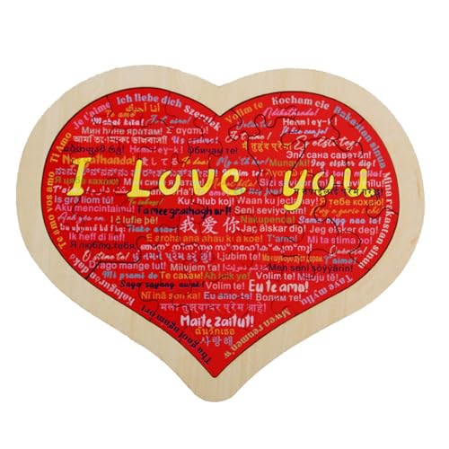 Tmianya 100 Arten von „I Love You“ herzförmigem Holzpuzzle „Love You Love“-Puzzle, Valentinstag-Geburtstagsgeschenke, Holzpuzzle, Show-Geschenk „Love You“-Dekoration 1937Jhir (Red, One Size) von Tmianya