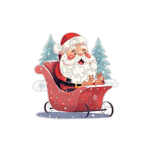 Tmianya Hölzernes Puzzlespielzeug mit Weihnachtsmann-Reitschlitten-Design und tierförmigem und lehrreichem Feiertag 123tgdzx (A, One Size) von Tmianya