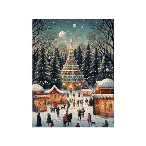 Tmianya Holzpuzzle, pädagogisches Holzpuzzle- für Kinder, Weihnachtsatmosphäre, Dekoration, Weihnachtsparty-Spiel 1928Jhir (A, One Size) von Tmianya