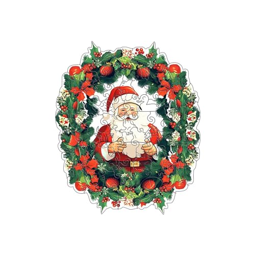 Tmianya Weihnachten Weihnachtsmann Muster Puzzle Tierförmige Holz Weihnachtsatmosphäre Dekoration 1779Jhir (A, One Size) von Tmianya