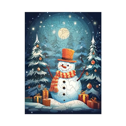 Tmianya Weihnachts-Schneemann-Puzzle, Weihnachtsparty-Spiel, Dekoration, Holzpuzzle- mit Schneemann für Weihnachten, einzigartig und lehrreich 123tgdzx (Sky Blue, One Size) von Tmianya