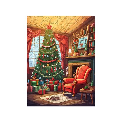 Tmianya Weihnachtsbaum-Holzpuzzle, pädagogisches Holzpuzzle- für Kinder, Weihnachtsatmosphäre, Dekoration, Weihnachtsparty-Spiel 1925Jhir (A, One Size) von Tmianya