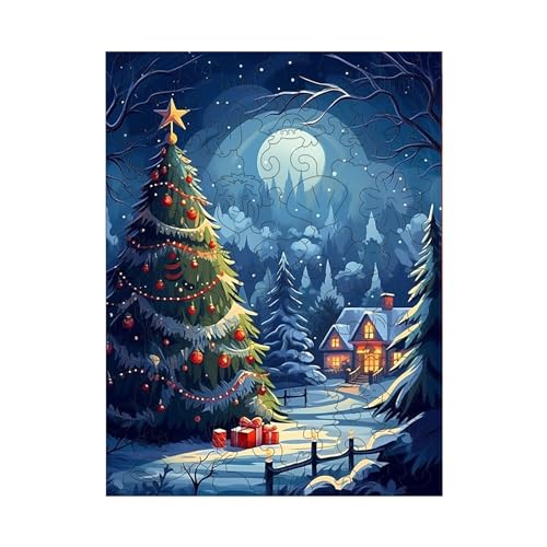 Tmianya Weihnachtsbaum-Puzzle, Weihnachtsparty-Spiel, Dekoration, Holzpuzzle, mit Weihnachtsbaum für Weihnachten, einzigartig und lehrreich 123tgdzx (Blue, One Size) von Tmianya