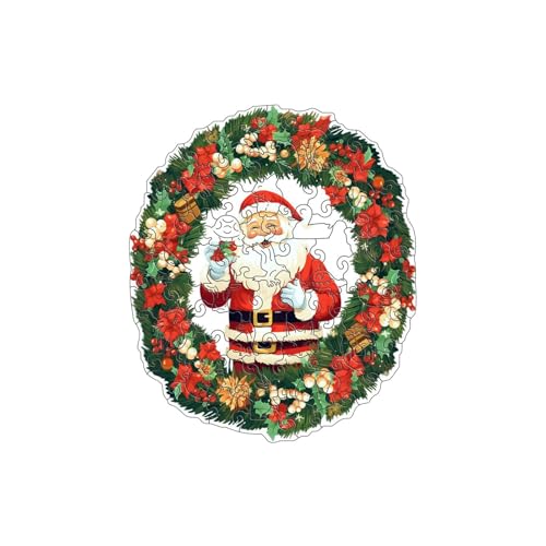 Tmianya Weihnachtsmann-Kranzmuster-Holzpuzzlespielzeug mit tierförmigem, lehrreichem und unterhaltsamem Feiertag 123tgdzx (A, One Size) von Tmianya