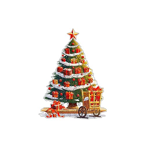 Tmianya Weihnachtsmann-Spielzeugpuzzle mit festlichem Weihnachtsbaum und mit Geschenken gefülltem Einkaufswagen-Design 1776Jhir (B, One Size) von Tmianya