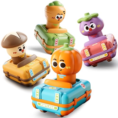 TnLoji Press Go Car Toys, Baby Gemüse-Rennautos für Kleinkinder 1-3, Kleinkind Spiel Auto Set, Push Go Reibung Auto für 6-9-12-18+ Monat, 1. Geburtstag Geschenk für 1-2 Jahre Alten Jungen Kind von TnLoji