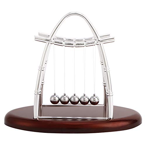 5 Große Perlen Newton's Cradle Balance Balls Schreibtisch Spielzeug Bürodekorationen mit Basistisch Balance Balls Fun Science Physics Spielzeug für Heimbüro Schlafzimmer von Tnfeeon