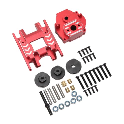 Getriebegehäuse und Bassats, Eingebaute Stahlgetriebe Stille Hochfeste Haltbare RC-Kfz-Getriebesatz für 1/18 RC Auto-Upgrade-Teile (Rot) von Tnfeeon