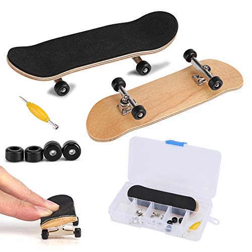 Griffbrett Fingerskateboards, Professionelle Mini-Legierung Komplettes Holzahorn-Deck-Set Interaktives Spiel Kindergeschenke(Schwarz) von Tnfeeon