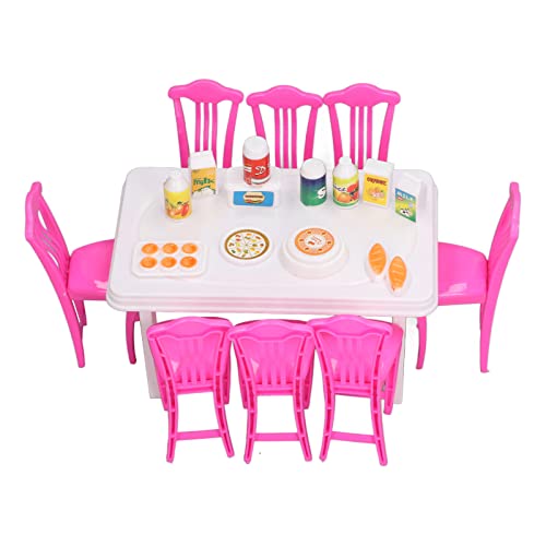 Puppenhaus-Tischset, Realistischer Miniatur Esstisch mit abgerundeten Kanten für Puppenhaus für Kinder 1:12 (Geben Sie ein) von Tnfeeon