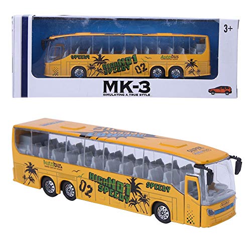 Tnfeeon 1:50 Simulation Pull-Back Alloy Bus Toy, Simuliertes Busfahrzeug aus Aluminiumdruckguss Modellspielzeug mit Unterhaltungsmusik für Kinder Kinder Jungen Mädchen(Gelb) von Tnfeeon
