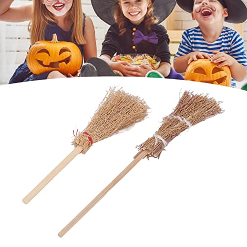 Tnfeeon 20pcs Mini Besen Hanging Dekoration, Miniaturkünstlern Mini Strohbrühe, Halloween Strohhandwerk Dekoration Hexen Accessoire, Simulation Hexe für Kostüm -Cosplay -Party von Tnfeeon