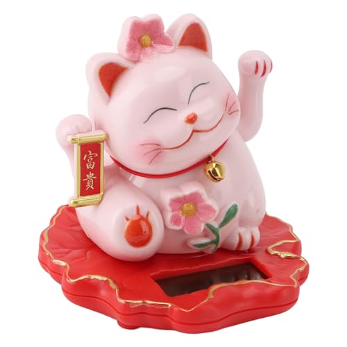 Tnfeeon ABS Lucky Cat Solar Powered Ornament Reichtum Begrüßt Dekoration für Schreibtischauto zu Hause, Pink Tnfeeon ABS Lucky Cat Solar Powered Ornament Reichtum Begrüßt Dekoration für Schreibtischauto zu Hause, Pink von Tnfeeon