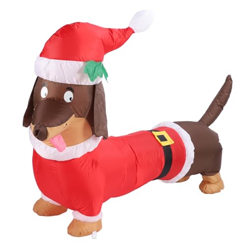Tnfeeon Aufblasbare Beleuchtete Weiner Hund 1,5 Meter Weihnachtsdekoration für Innen- und Außen-, Haltlinge Polyesterfaser -Faser Dackel Hund in die Luft Jagen (EU -Stecker 220 V) von Tnfeeon