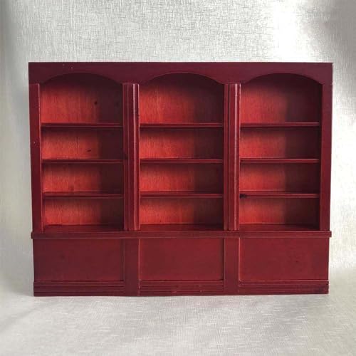 Tnfeeon Doll House Mini Buch Helf Displanschrankbibliothek für für, Holzmaterial (Rotbraun) von Tnfeeon