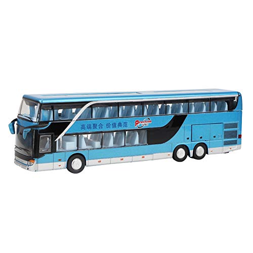 Elektrische 1:50 Legierung Doppeldecker Schulbus Zurückziehen Bus Fahrzeuge Auto Modell Set Spielzeug mit Unterhaltungsmusik beste Geschenk für Kinder Kleinkinder Kinder(Blau) von Tnfeeon