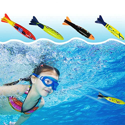 Tnfeeon Glatte Oberflächenunterwasser -Torpedo -Wasserspielzeug Set Delicate Design Swim Confidence Development, 4 PCs von Tnfeeon