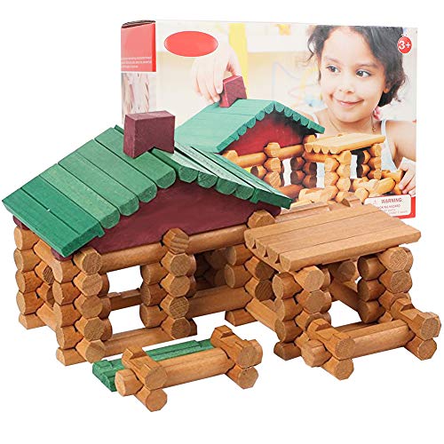 Tnfeeon Holzbausteine ​​Set Blockhaus Bausteine ​​BAU Lernen frühen kreativen Lernspielzeug für Kinder von Tnfeeon