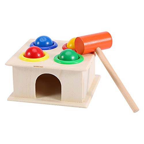 Tnfeeon Holzspielzeug Hammer und 4-Ball Set, Kinder Kinder Hämmern Spiel Jungen Lernen Pädagogisches Spielzeug Pushing Box von Tnfeeon