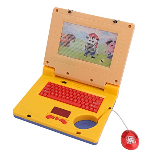 Tnfeeon Lerncomputer, Cartoon-elektronischer Pädagogischer -Laptop für Jungen und Mädchen Zum Frühen Lernen (Gelbe einziehbare Maus) von Tnfeeon