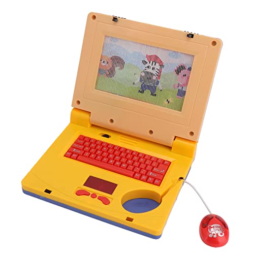 Tnfeeon Lerncomputer, Cartoon-elektronischer Pädagogischer -Laptop für und Mädchen Zum Frühen Lernen (Gelbe einziehbare Maus) von Tnfeeon